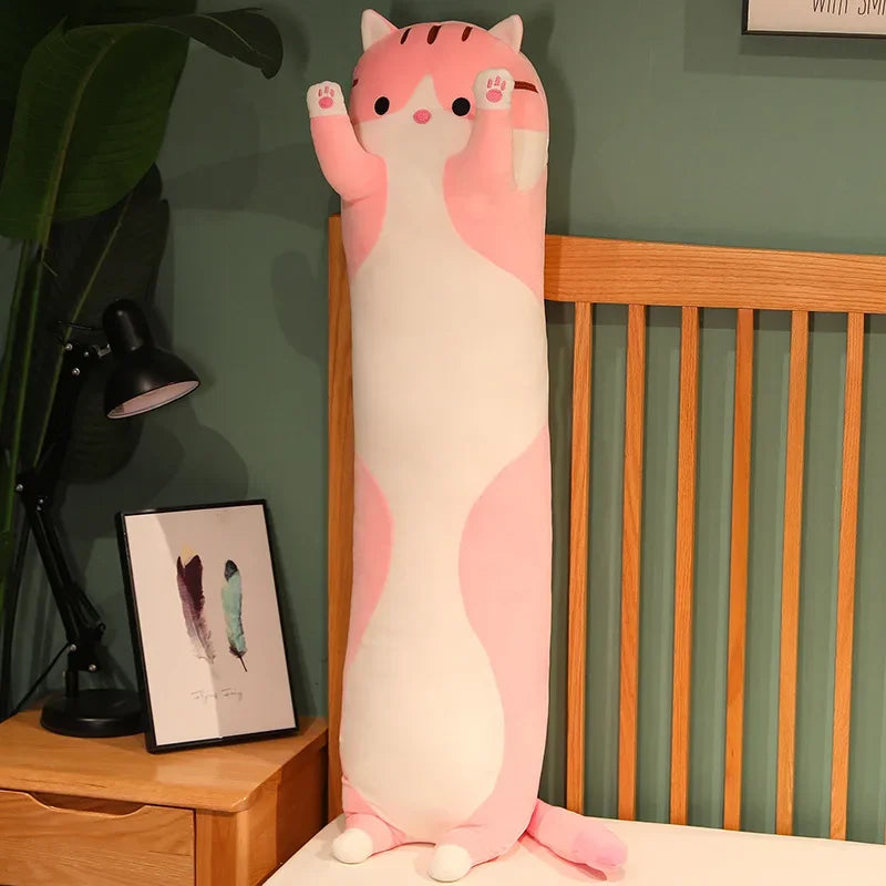 Soft Long Cat Plush Toys Office Nap Pillow Bed Sleep Home Decor Doll for Kids Girl Gift
