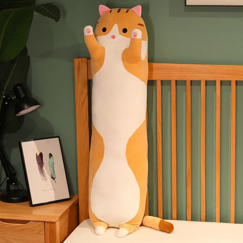 Soft Long Cat Plush Toys Office Nap Pillow Bed Sleep Home Decor Doll for Kids Girl Gift