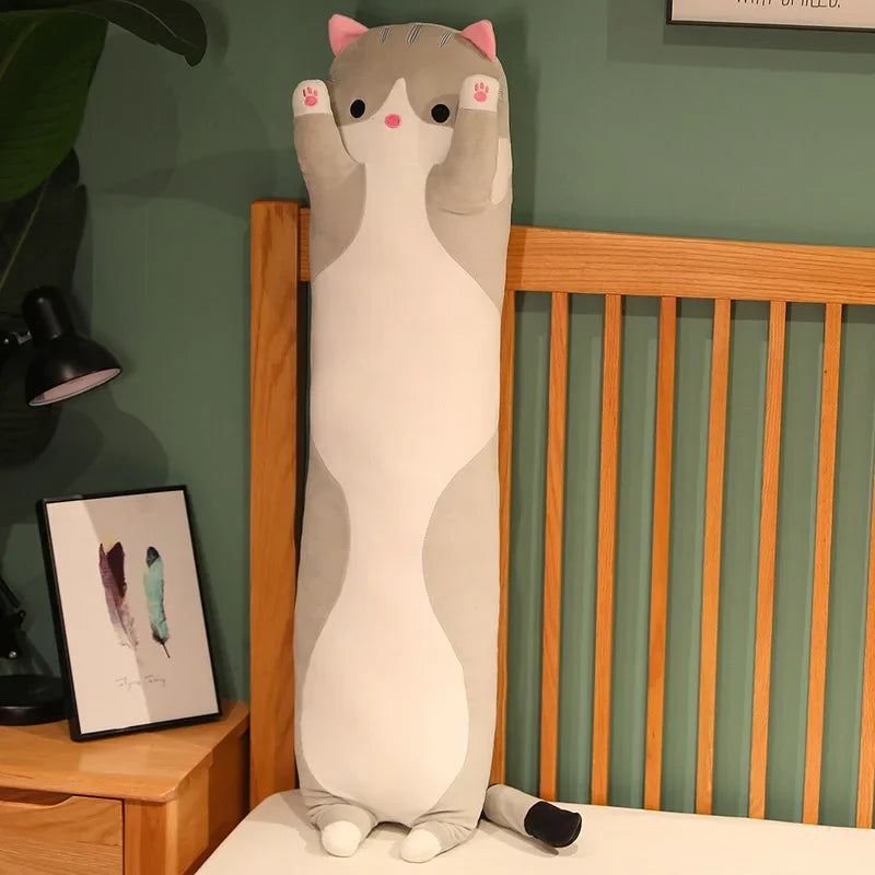 Soft Long Cat Plush Toys Office Nap Pillow Bed Sleep Home Decor Doll for Kids Girl Gift