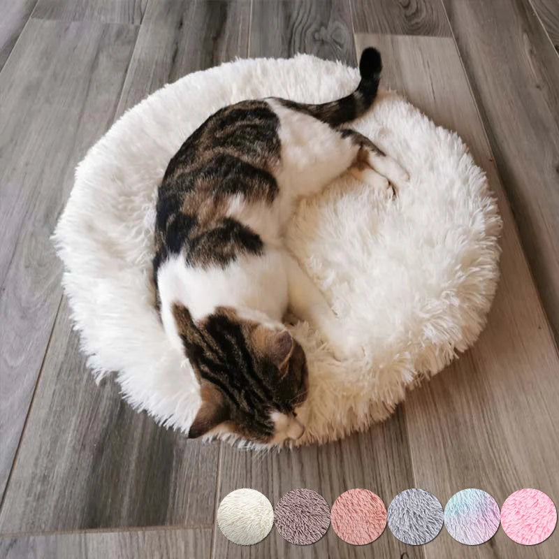 Round Plush Cat Bed