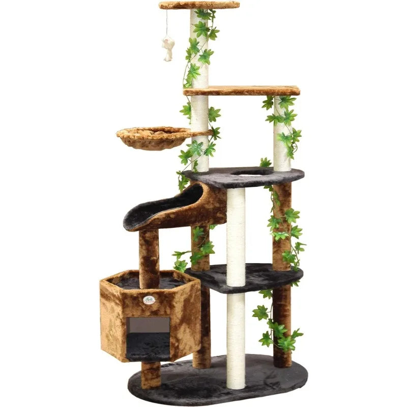 Jungle Forest Leaves Collection Luxury Cat Tree Condo