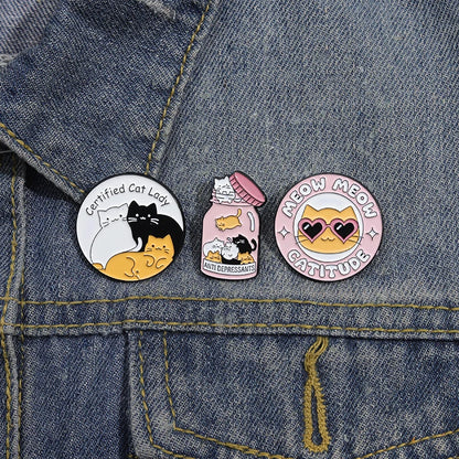 Certified Cat Lady Enamel Pins Cats Anti Depression Brooches Lapel Badges Custom Mental Health Jewelry Gift For Pet Lovers