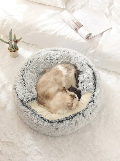 Cat Bed Pet Mattress Warm Soft Plush Pet Bed with Cover Round  Cat Dog  Sleeping Nest Cave for Small Dogs kitten