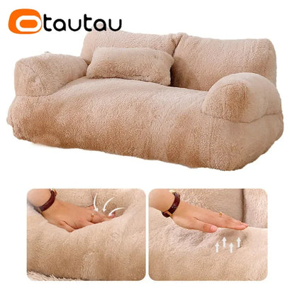 Soft Faux Bunny Fur Cat Sofa Bed with Cotton Filler Pet Couch Furniture Machine Washable