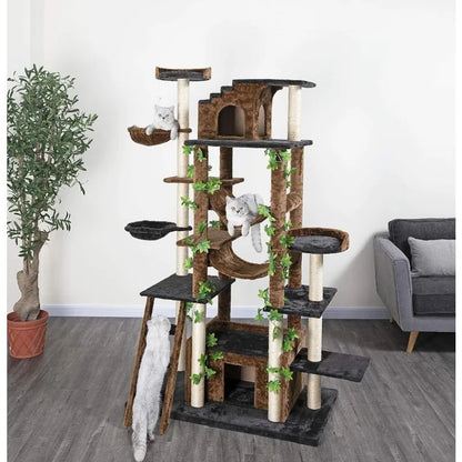 Jungle Forest Leaves Collection Luxury Cat Tree Condo