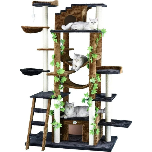 Jungle Forest Leaves Collection Luxury Cat Tree Condo